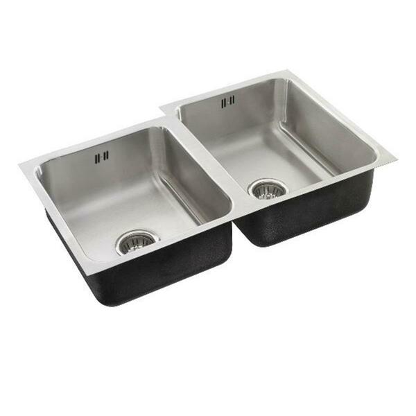 Just 18 Gauge T-304 Double Bowl Undermount Commercial Grade Offset Sink With Integral Overflow UODLF-2134-A-L-R